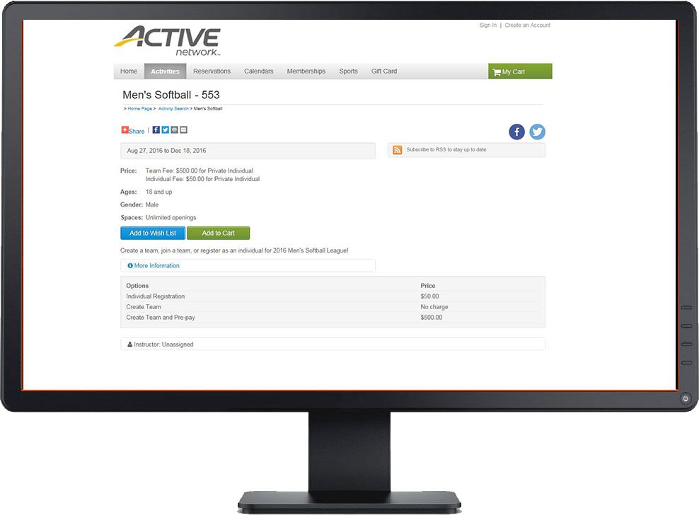 ACTIVE NET League Registration