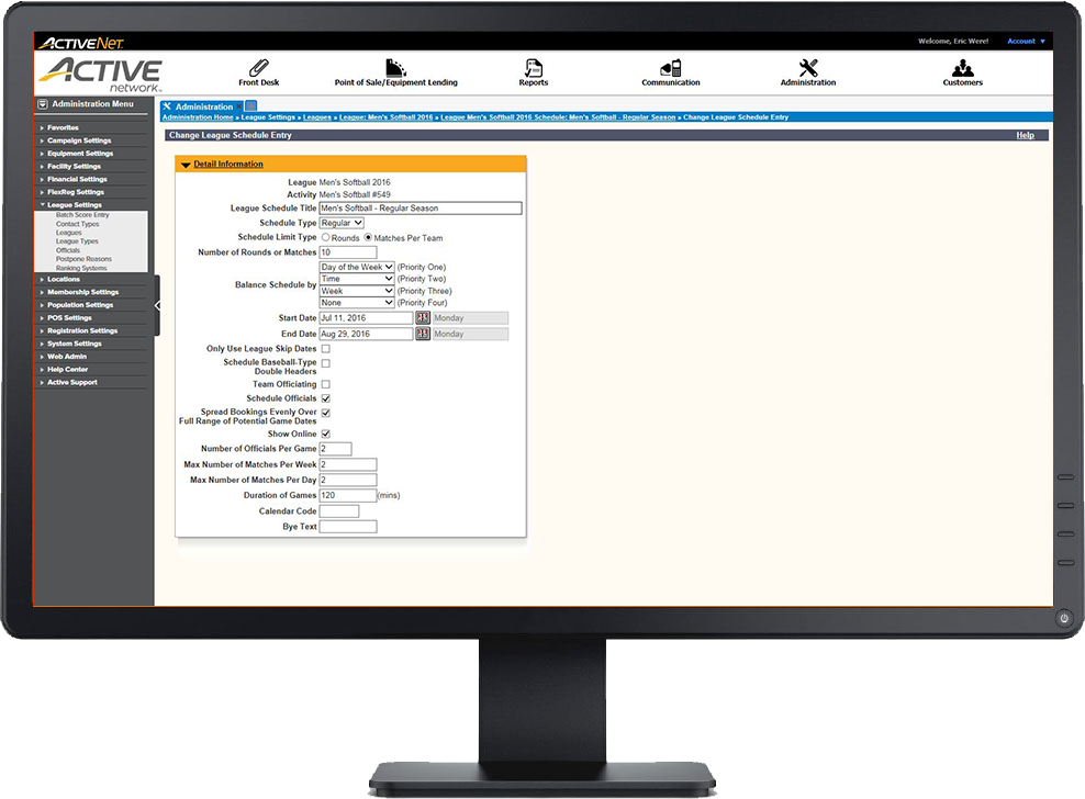 ACTIVE NET League Scheduling